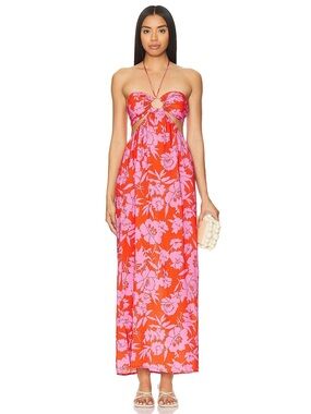 Line & Dot x Revolve Jennie Midi Dress in Pink & Red